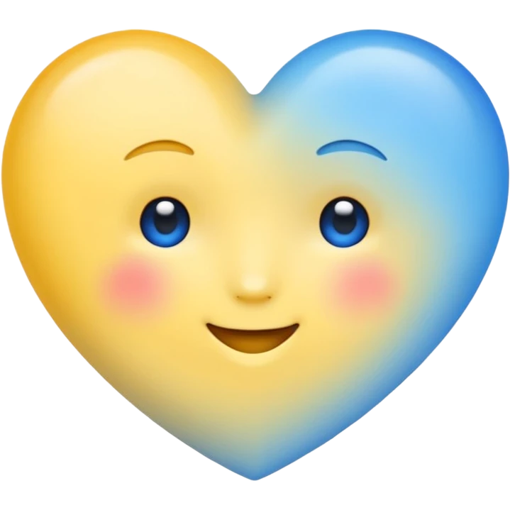 heart with soft gradient of blue and yellow colors, bright and cute emoji style emoji