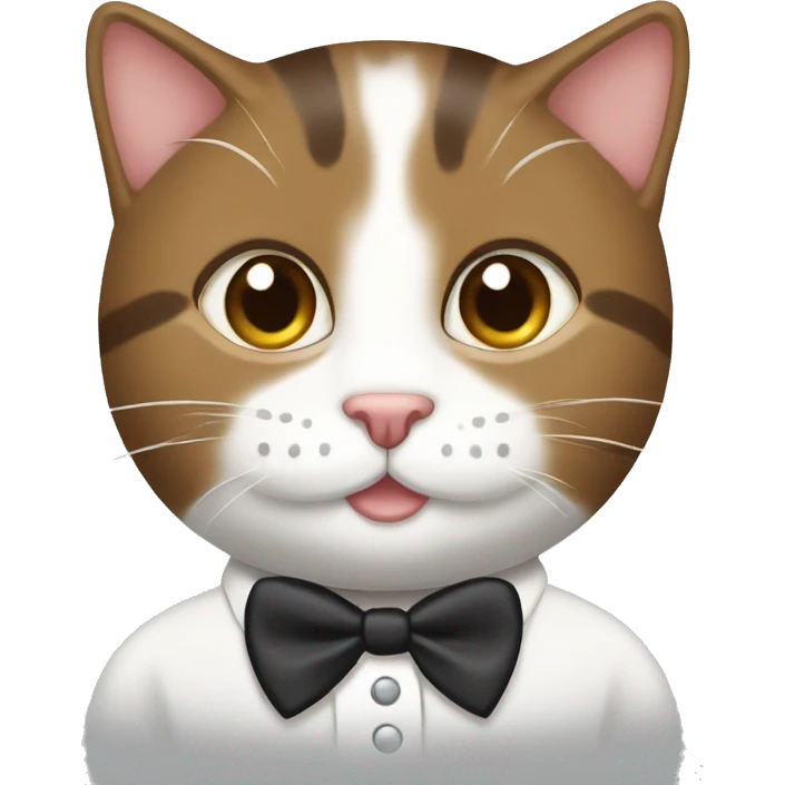 brown tabby cat with white paws and white tuxedo emoji
