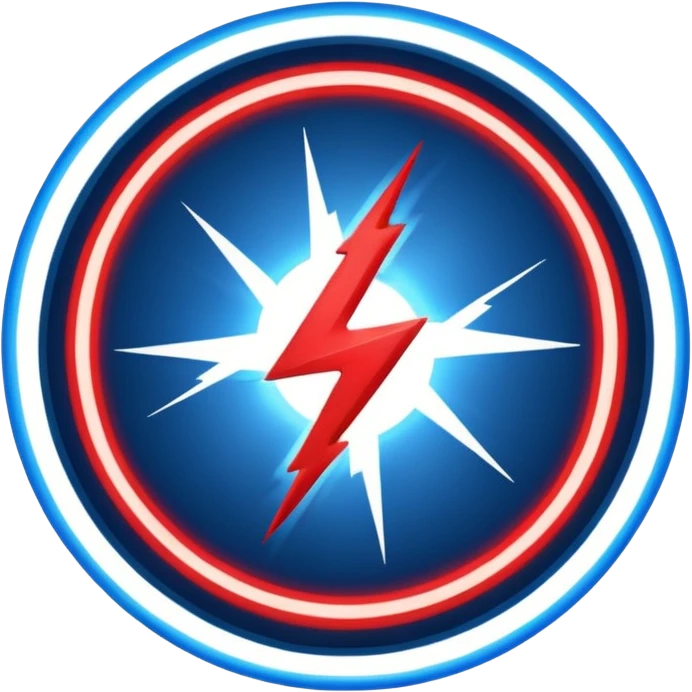 Red and blue lightening in a circle shape with effects like real lightening  emoji