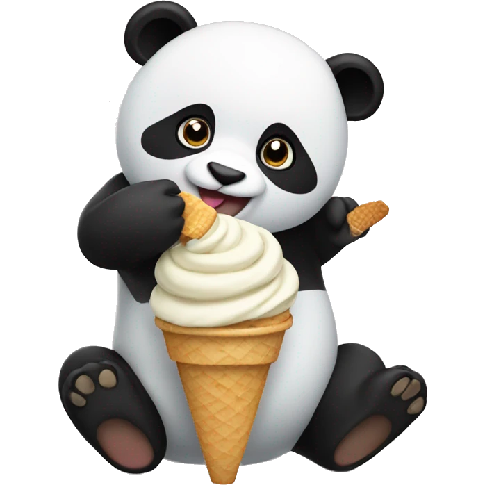 Panda eating ice cream emoji