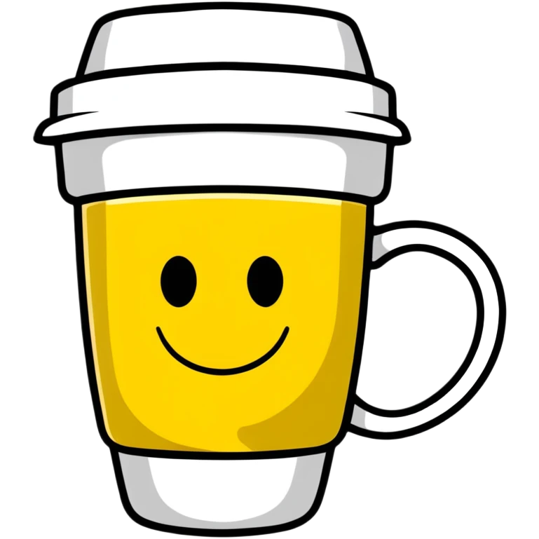 cute coffee cup with smiley face emoji