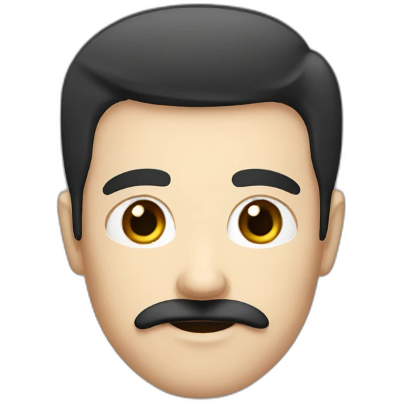 white men, black straight hair, square moustache emoji