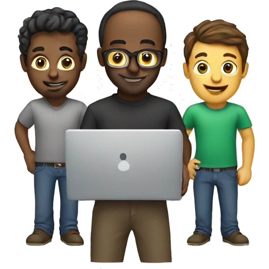 group of developers with a laptop emoji