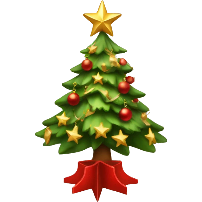 A Christmas tree with gold and red decorations and a star on top emoji