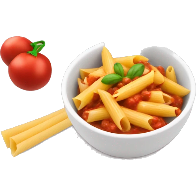 penne with red sauce in a bowl with mushroom pieces  emoji