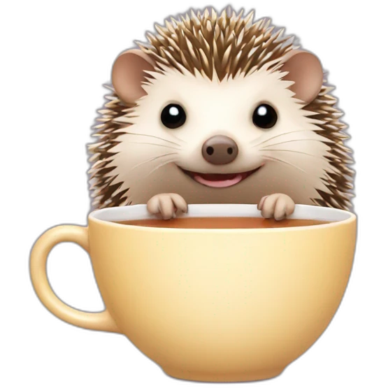 Hedgehog with tea emoji