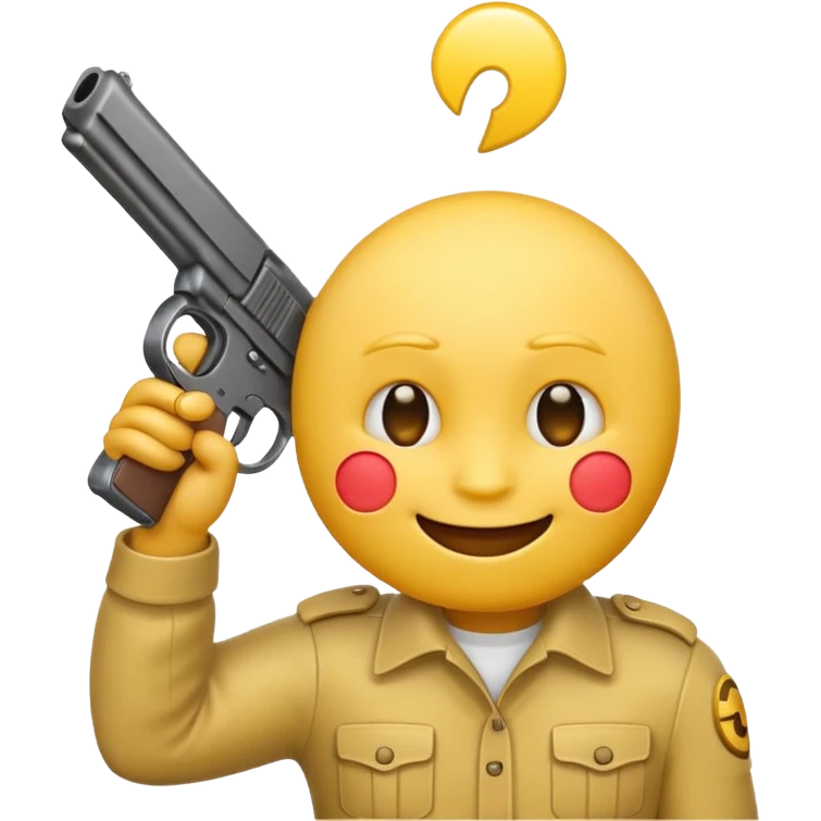 It should look like the standard smiling emoji which is ironically holding a gun pointed to his head/face so that it looks like he wanted to shoot himself ( this is ironically and it should show that i could shoot me in the head because its so embarrassing) emoji