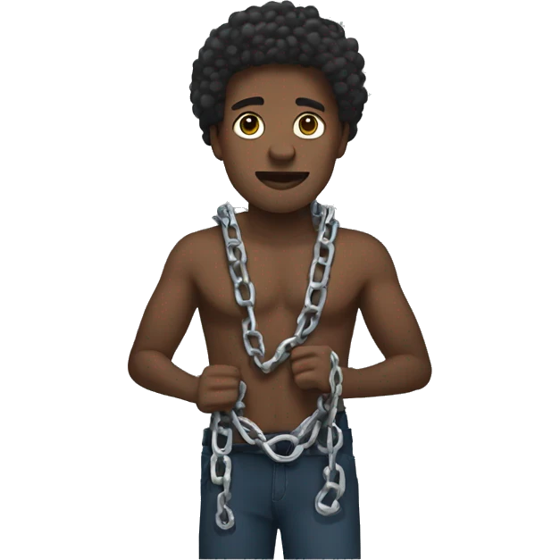 black man with broken chains around his wrists emoji