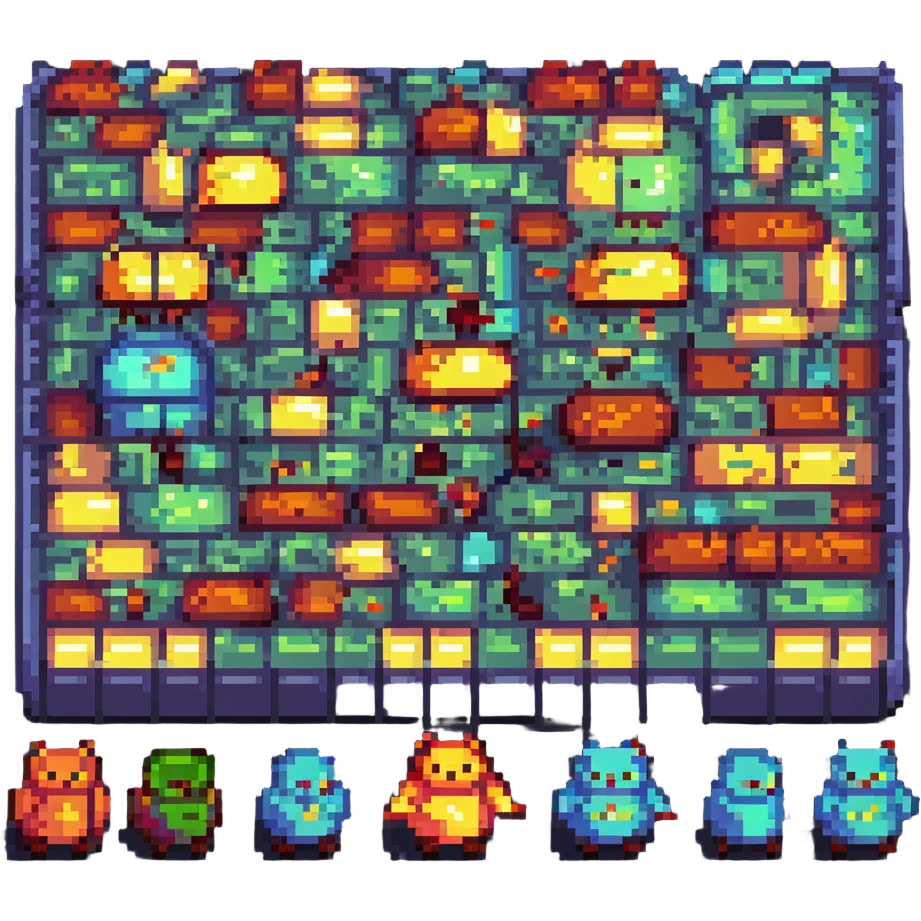 stubborn fat cells, pixel art style, small and compact, bright colors, retro atmosphere emoji