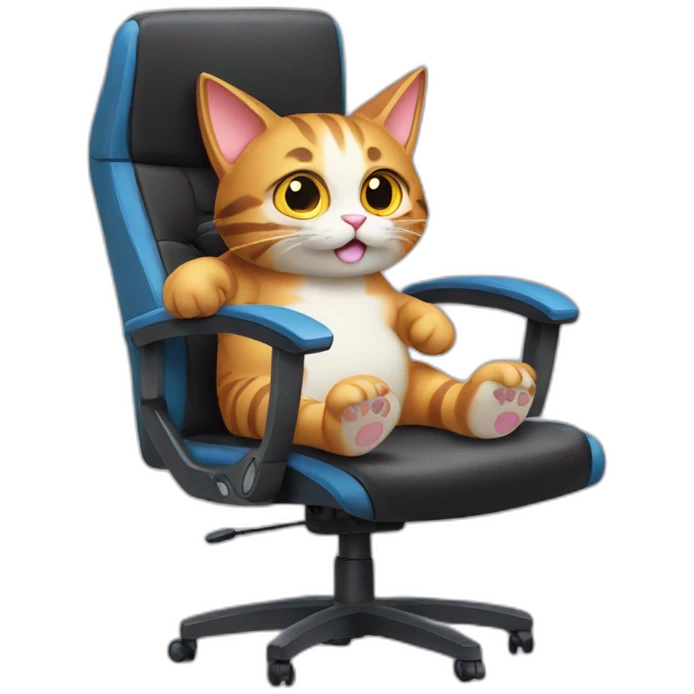 Cat Playing pc game sitting on gaming chair emoji