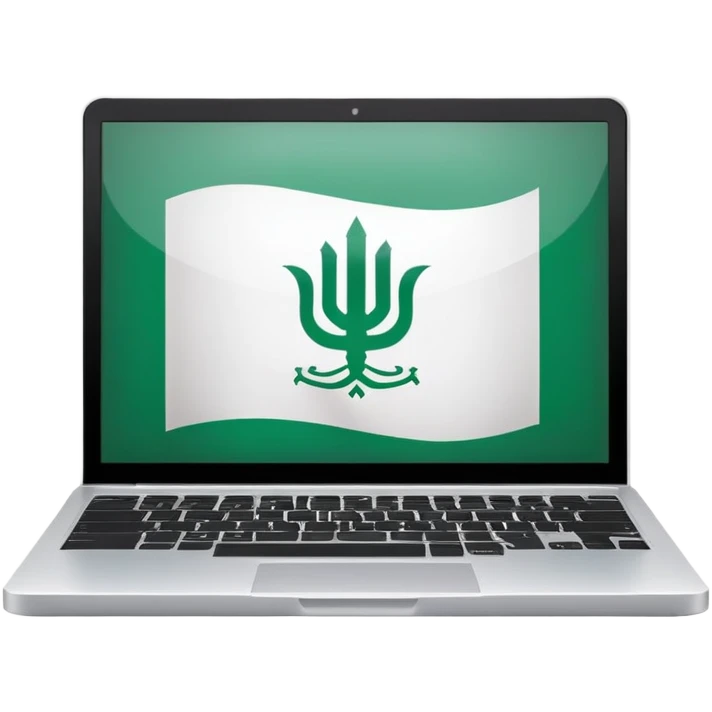 computer laptop with Saudi Arabia national emblem on screen emoji