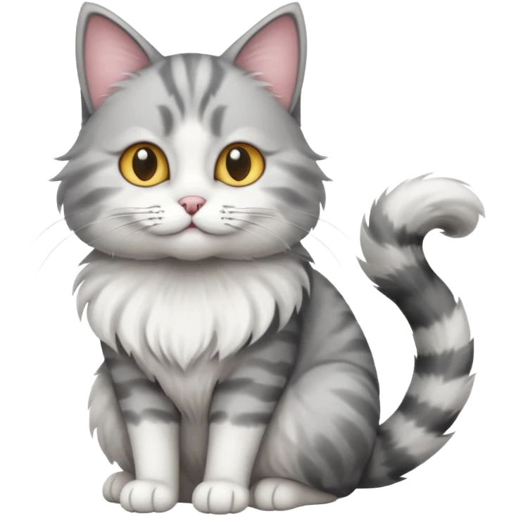 a grey and white cat sitting regally emoji