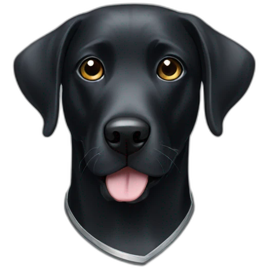 black Labrador portrait with silver patches and one black eye patch emoji