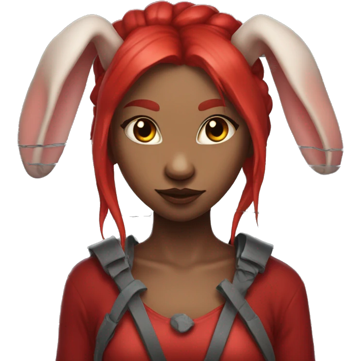 Red horned bunny girl with a barbed wire halo emoji