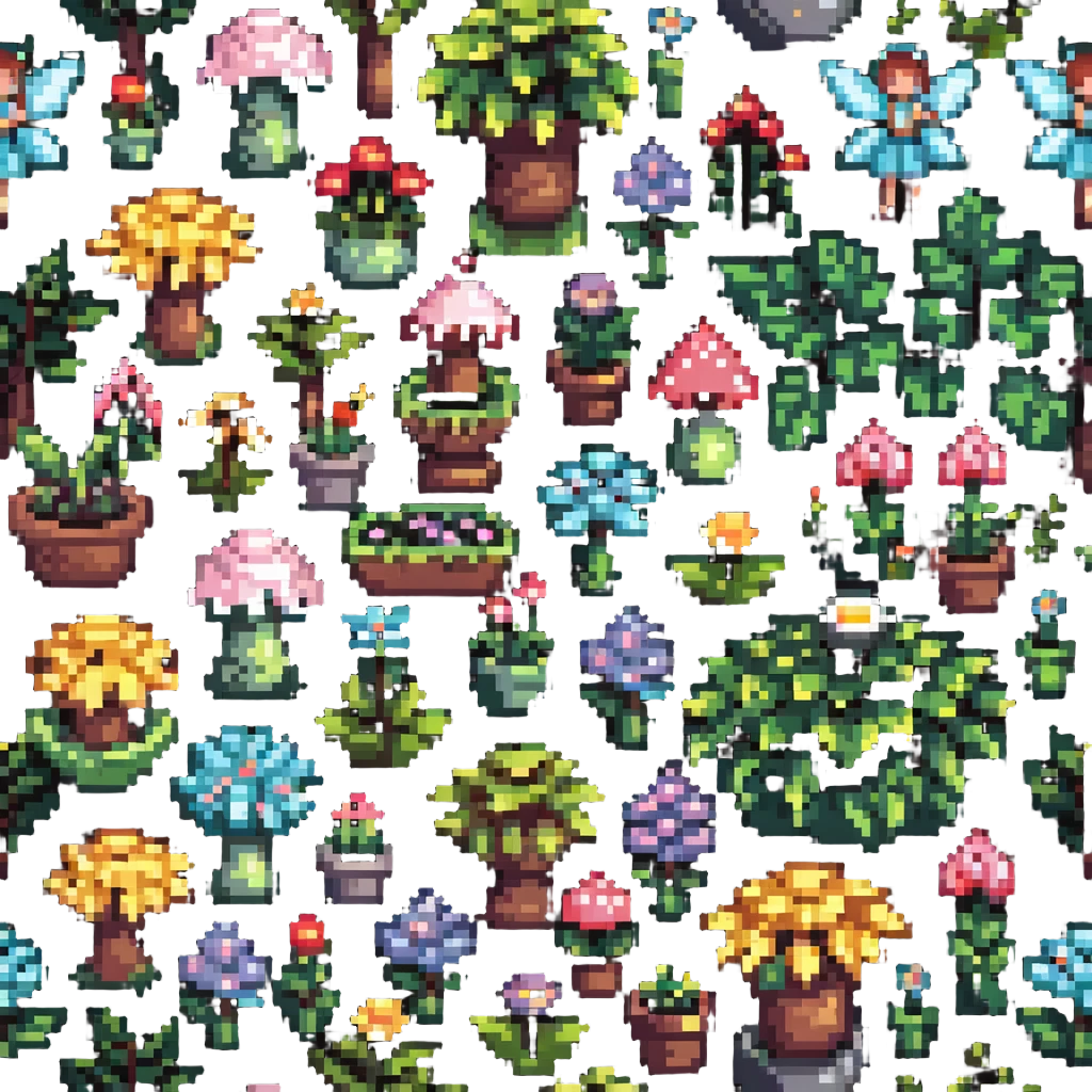 magical fairy garden with glowing flowers and sparkles emoji