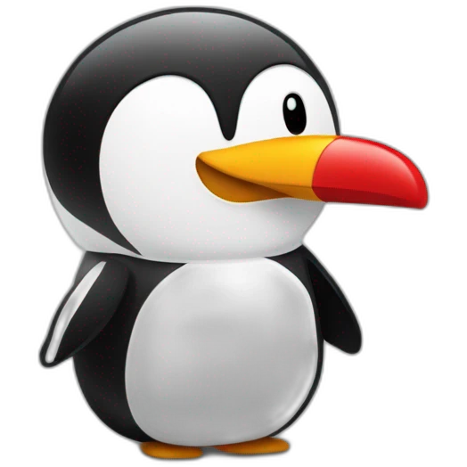 Pingouin with the color black,white and red with air conditioner  emoji