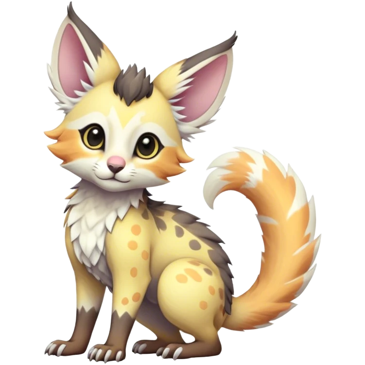 Feral Rare Fantasy cute realistic pastel tropical Vernid-Trico-species by LiLaiRa, random markings, tufted tail, tufted ears, full body emoji
