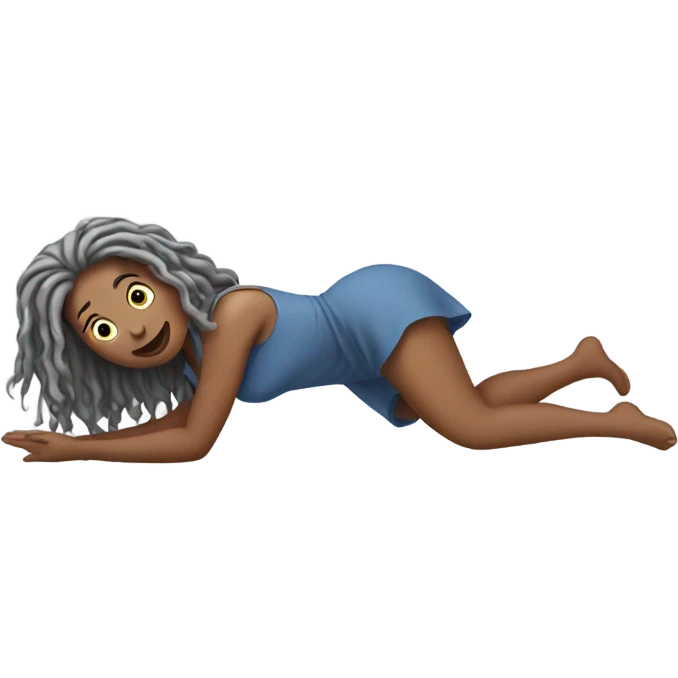 Curvy woman with gray locs falls from bed onto floor emoji