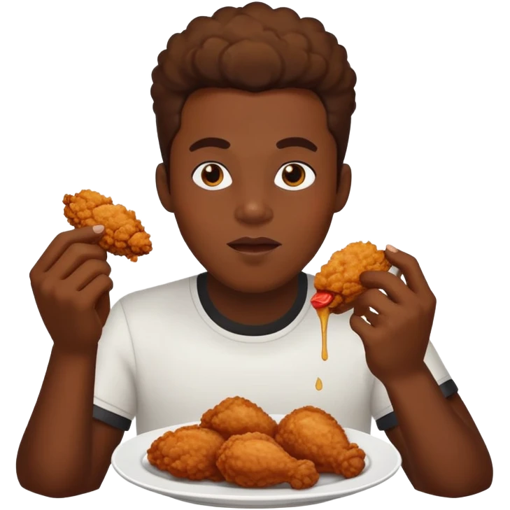 Black person eating chicken emoji