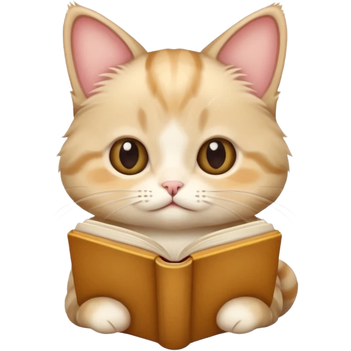 Beige munchkin cat reading  emoji