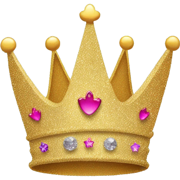 glittery crown with happy emotions on it emoji