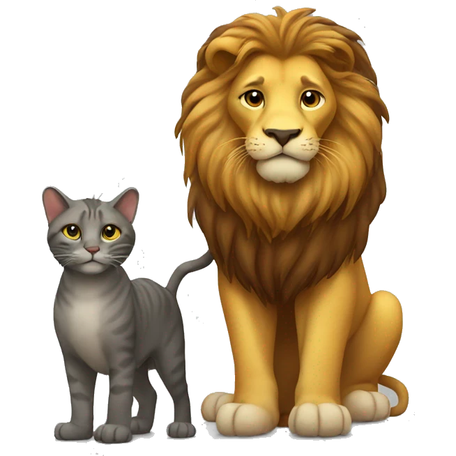 Lion meeting a cat emoji