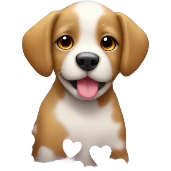 puppy with hearts around emoji