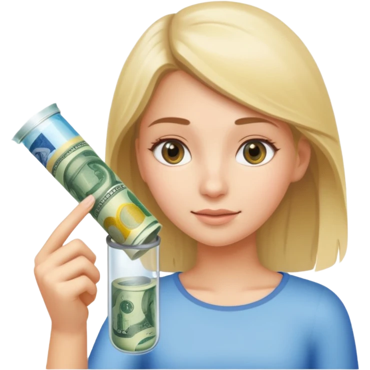 girl enter money in tube emoji