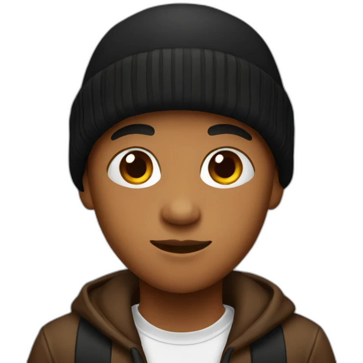 brown kid with black beanie emoji