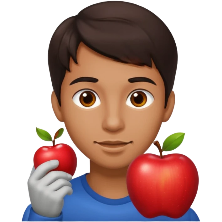 I want you to create an emoji of a spanish sergeant,  He should be a young guy with dark brown hair, brown eyes, his skin color like he’s tan and he’s eating an apple  emoji