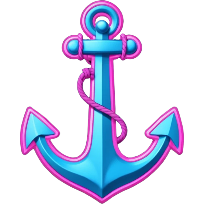 A cyberpunk neon sign with an anchor on it emoji