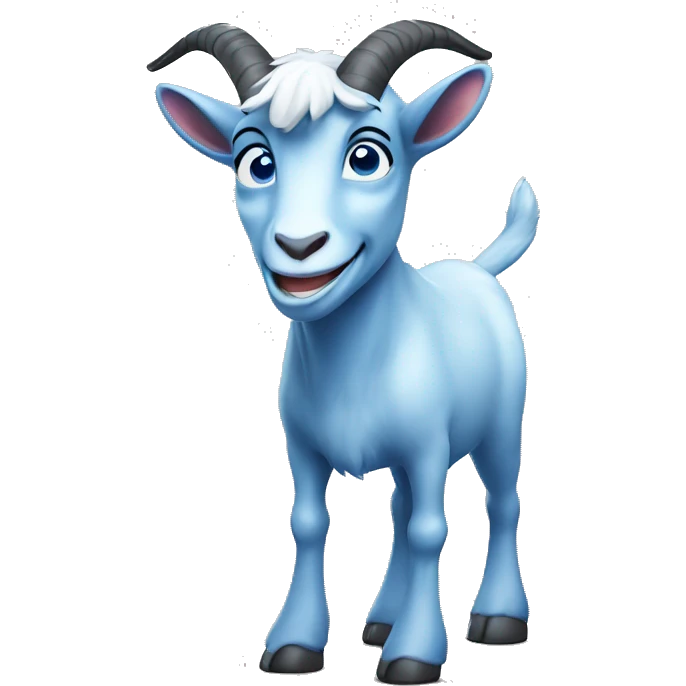 Blue goat whole body pretty smiling excited blue eyes  emoji
