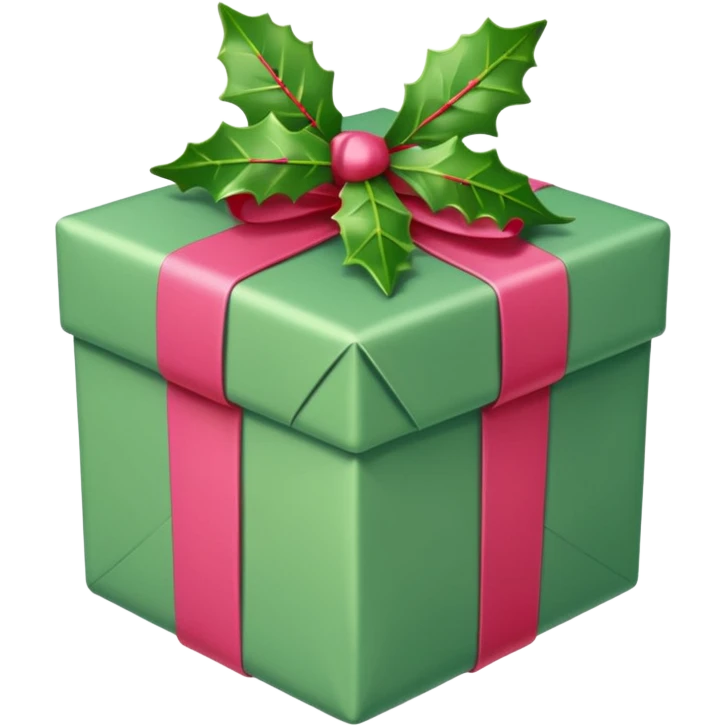 christmas gift with mistletoe magic color and peppermint pink bow emoji