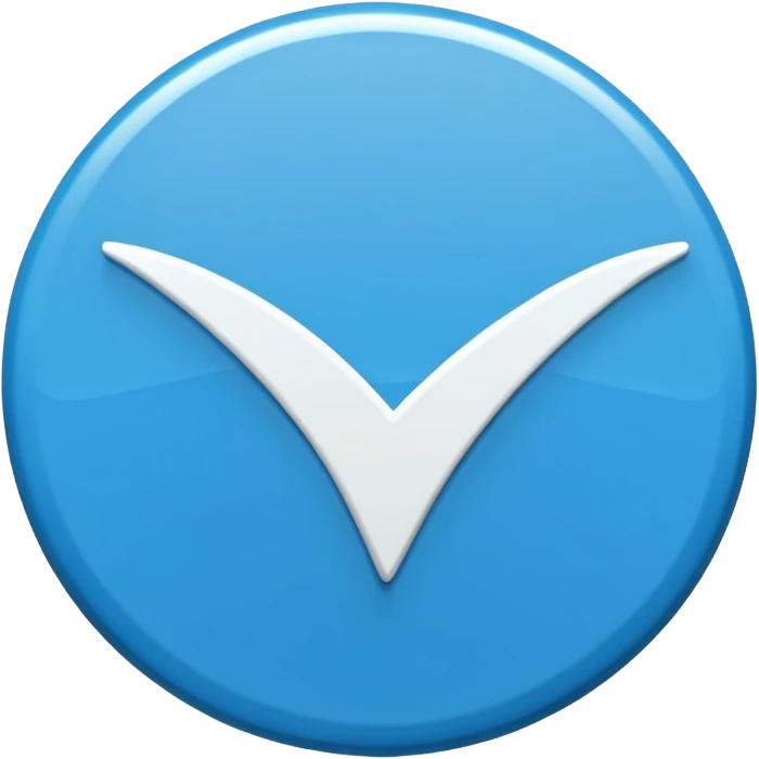 A bright blue circular badge with soft, sharp edges (like a seal or award ribbon). In the center, there is a white check mark (✓) tilted slightly to the right. The design feels clean, modern, and official, symbolizing verified, trusted, approved, or authentic status. emoji