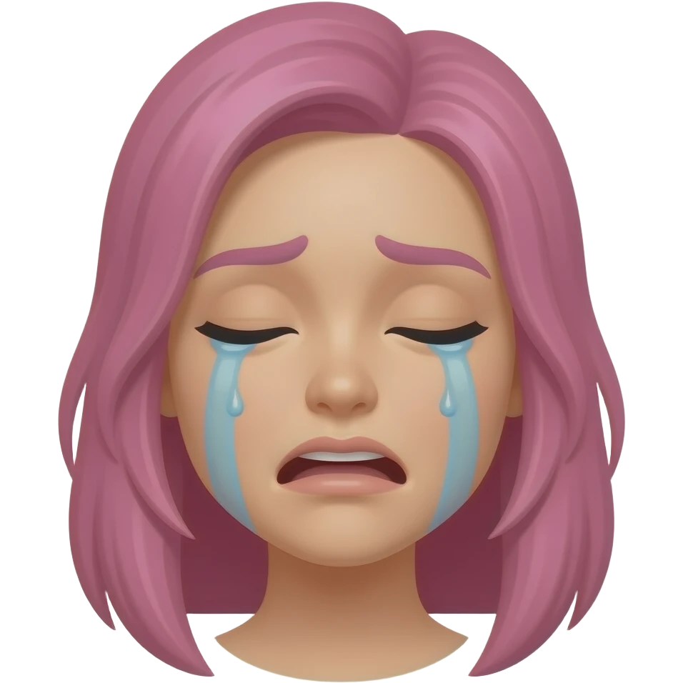 Crying woman with pink hair emoji