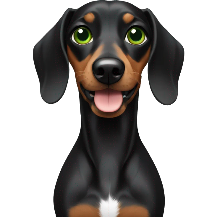 Lebanese with green eyes holding a black dachshund emoji