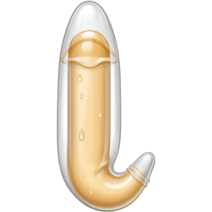 white transparent condom fully covering skin colored  penis shaft, no face emoji