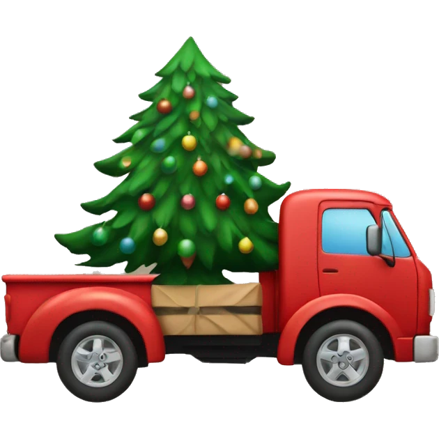 Red truck with Christmas tree  emoji