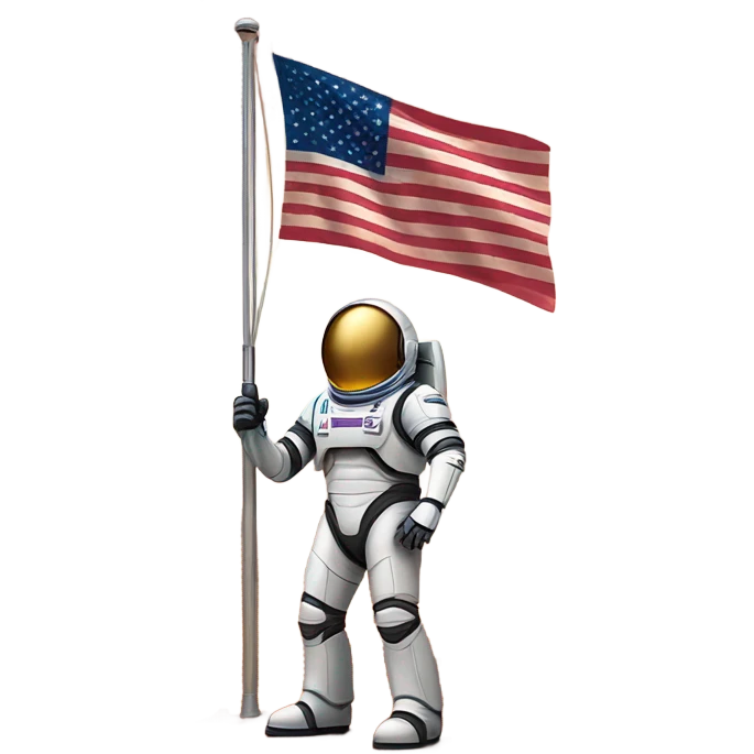 Elon musk on mars with American flag emoji