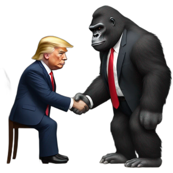 Gorilla handshakes Donald Trump emoji