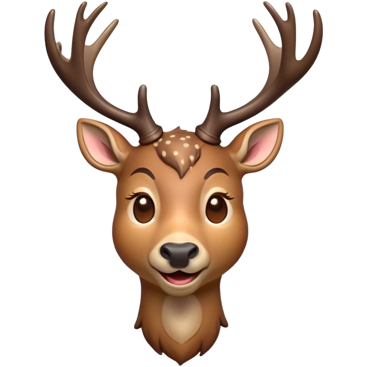 Cinematic Comical Deer Portrait Emoji, Head tilted dramatically with an exaggeratedly amused expression, featuring a sleek dappled coat and whimsically contorted antlers, wide, expressive eyes filled with playful disbelief, Simplified yet hilariously expressive features, highly detailed, glowing with a slightly sassy glow, high shine, dramatic yet playful, stylized with an air of cheeky woodland mischief, bright and endearing, soft glowing outline, capturing the essence of a spirited and over-the-top deer, so meme-worthy it feels like it could side-eye its way into forest folklore instantly! emoji