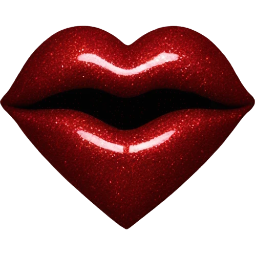 glittery dark red heart with lips underneath  emoji