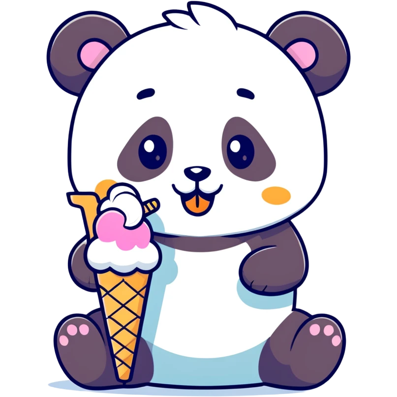 Panda eating ice cream emoji