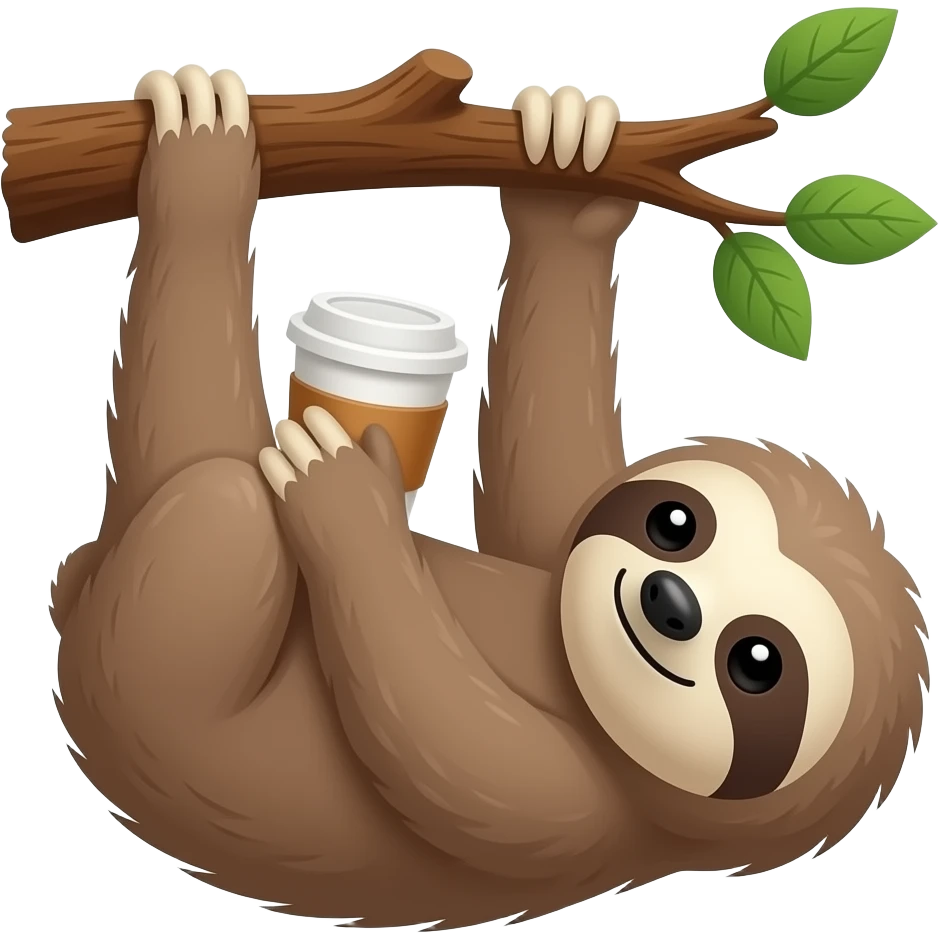 hanging sloth tree coffee emoji
