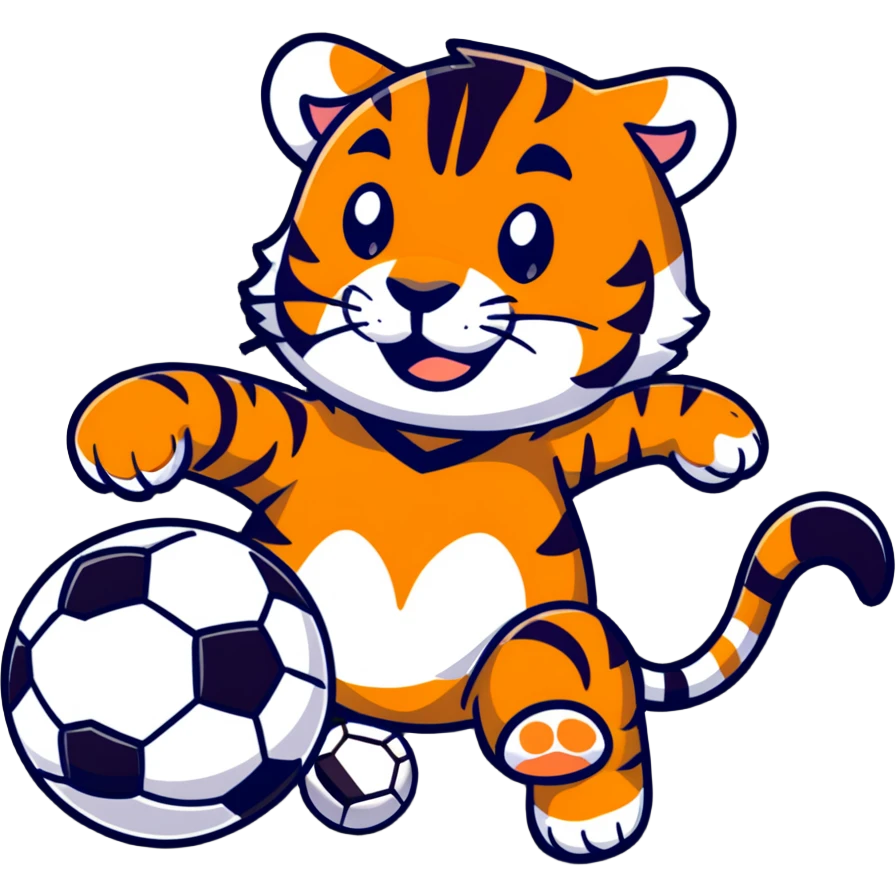 Bengal tiger playing football in Cincinnati emoji