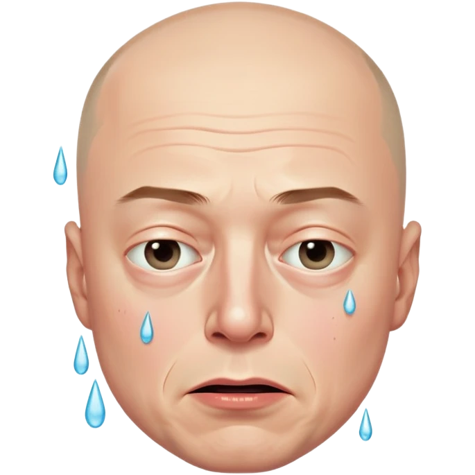 Bald Elon musk crying tears from eyes emoji