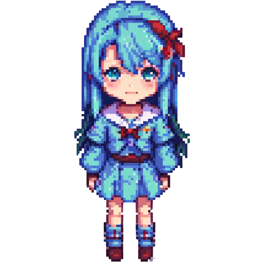anime girl, pixel art style, chibi proportions emoji
