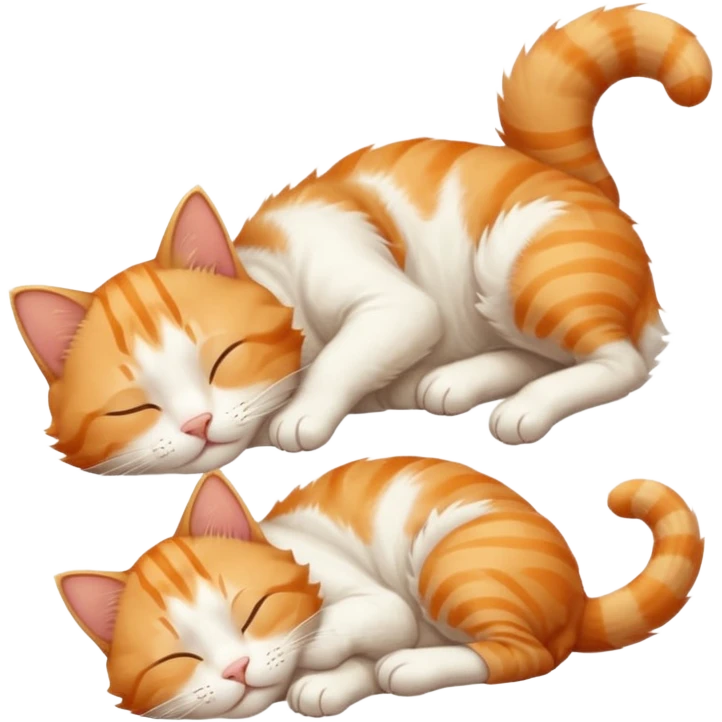 ginger and white small cat eyes closed lying down upside down with paws stretched out in different directions emoji