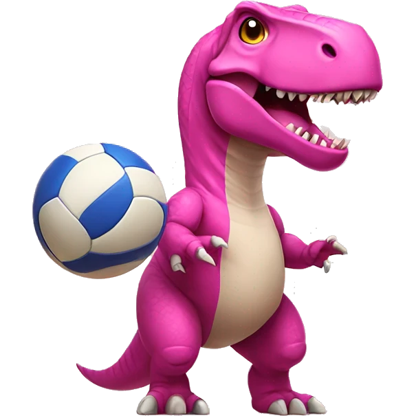 cute pink t rex playing volleyball emoji