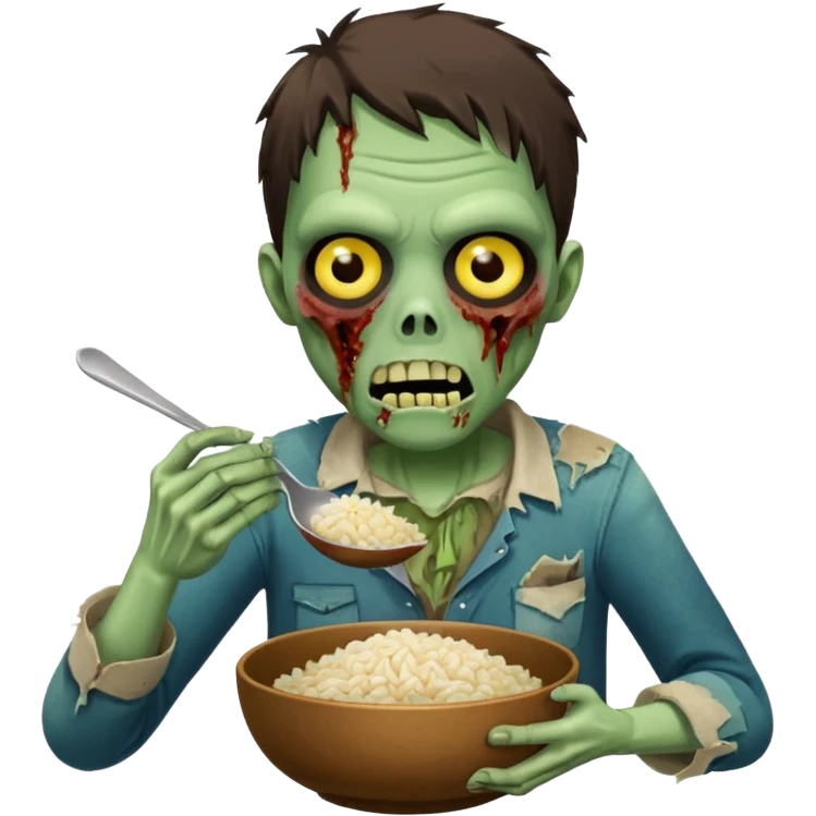 Zombie eating rice  emoji